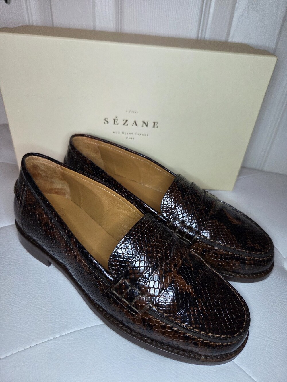 Sezane André Loafers Python Print 35